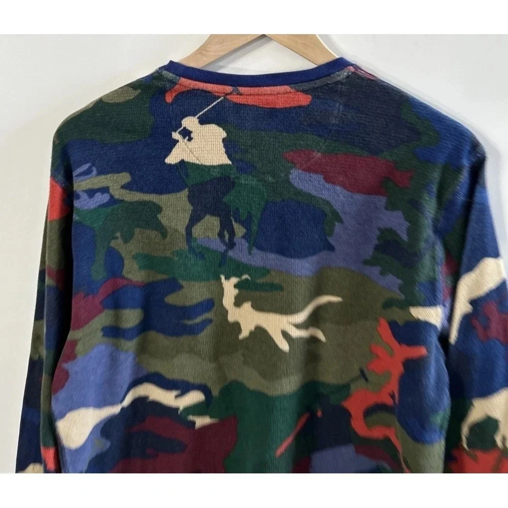 Polo Ralph Lauren Multicolor Polo Player Camo Waffle Knit Thermal Sleep T-Shirt